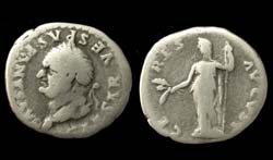 Vespasian, Denarius, Ceres reverse, Scarce